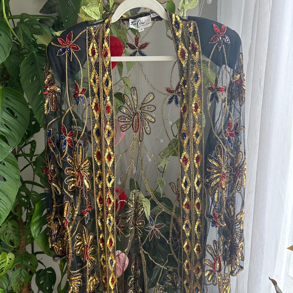 Tan-Cho by Krishnas Overseas 1980's Sequined Beaded Evening Jacket